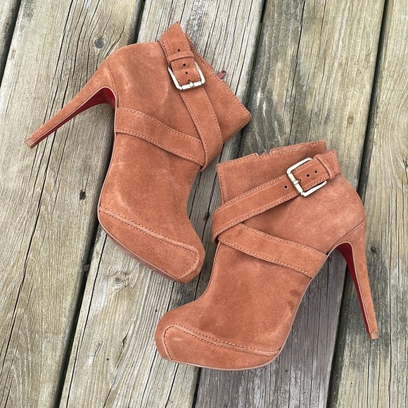 SERGIO ZELCER Suede Tan/Rust Ankle Boots Zip Stiletto Sz 10 Handmade Brazil - Picture 7 of 7